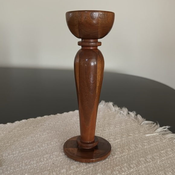 Vintage Carved Wood Candlesticks, one pair - Picture 3 of 7